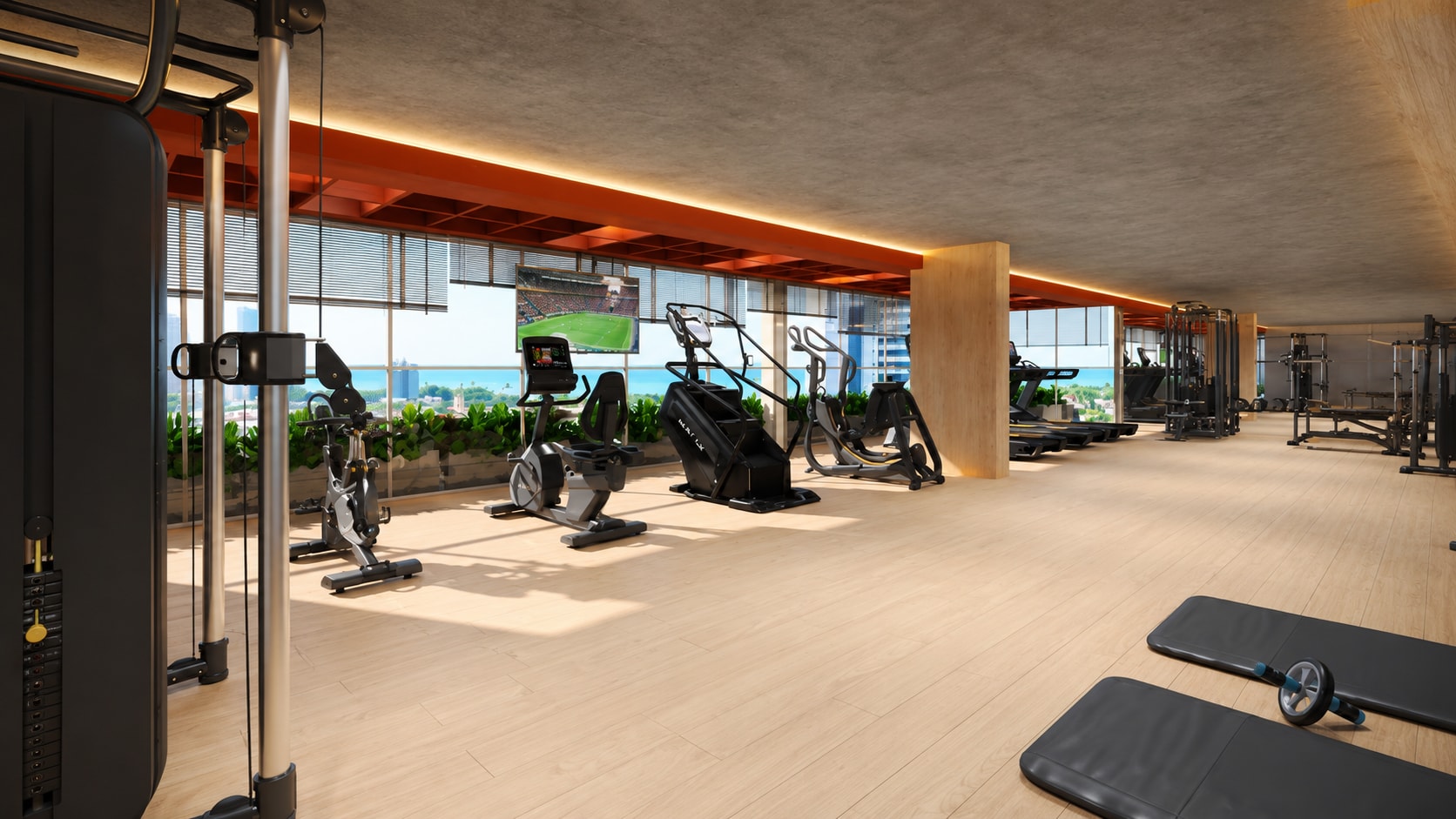 Fitness, com vista mar