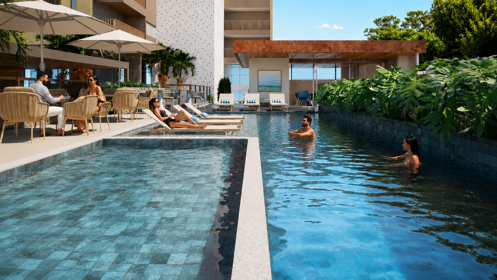 Piscina com deck
